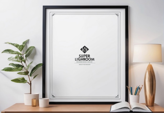 Plain white picture frames for mockups in the study room