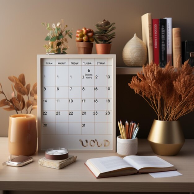 plain white standing calendar