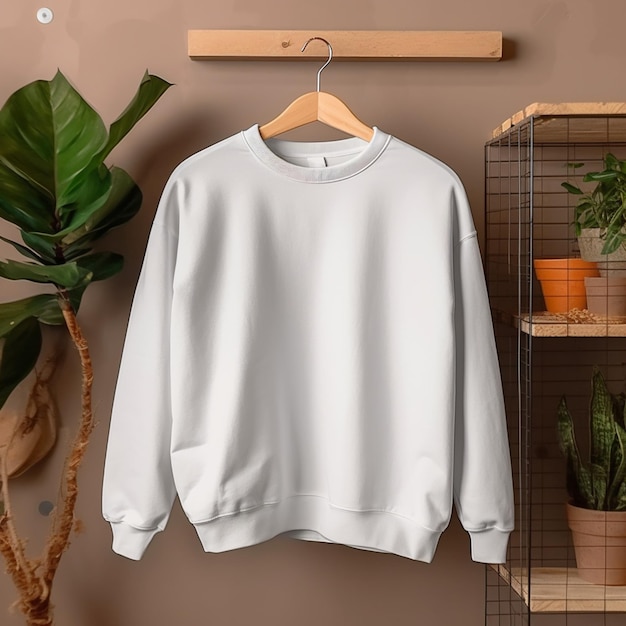 plain white sweat shirt mockup template for men women with space for logo or design sweater mockup