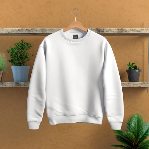 plain white sweat shirt mockup template for men women with space for logo or design sweater mockup