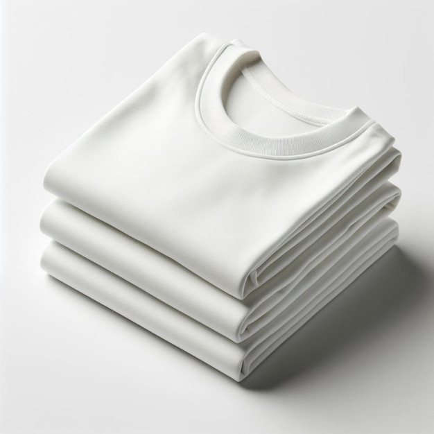 plain white tshirt hanging on a rack with a white background