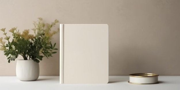 Plain wit boek omslag mockup staan op een tafel