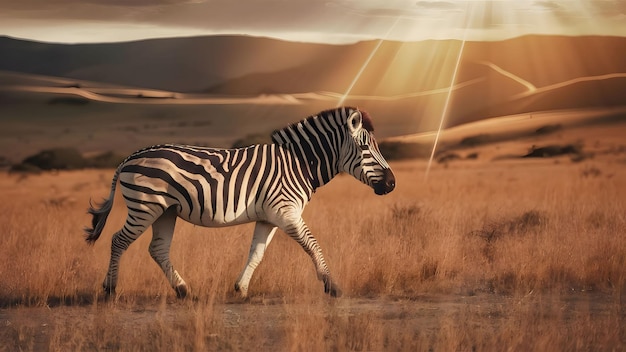 Photo plains zebra equus quagga in the grassy nature habitat