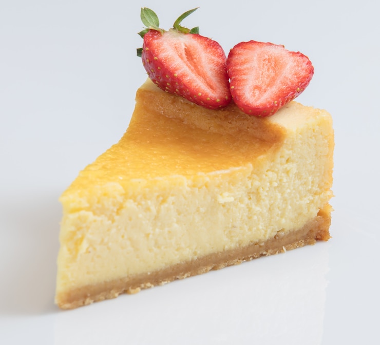 Foto plakje zelfgemaakte smakelijke cheesecake