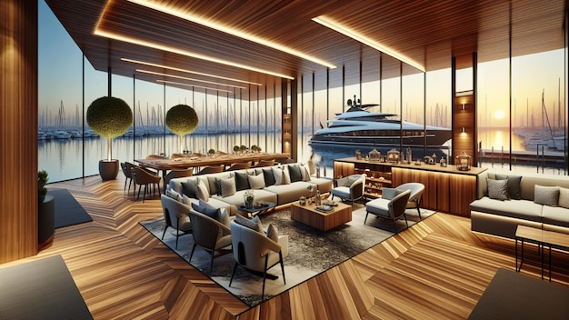 Фото Запланируйте эксклюзивный зал яхт-клуба с элегантным морским дизайном