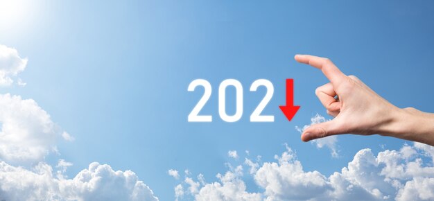 사진 2021 년 개념의 비즈니스 마이너스 성장 계획