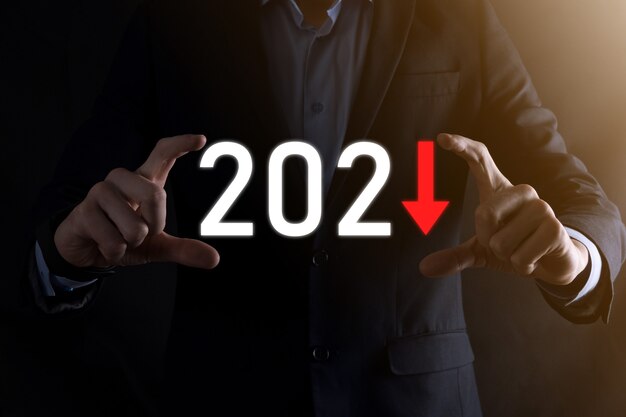 Plan business negative growth in year 2021 concept