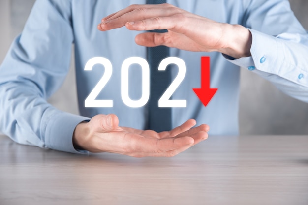 Plan business negative growth in year 2021 concept