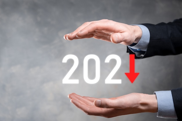 Plan business negative growth in year 2021 concept