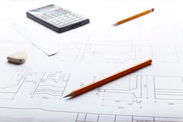 Plan - technische tekening op tafel