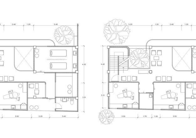 Plan van het gebouw dat op de tekening is ontworpen