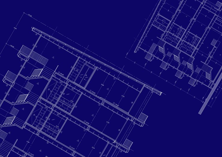 Foto plan van het gebouw op basis van de tekening