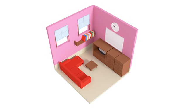 아파트의 평면도. 1 층. 명확한 3D 인테리어 디자인