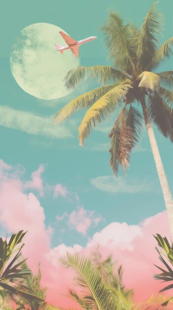 Photo plane ans palm tree outdoors nature plant