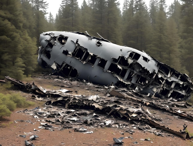 Photo plane crash site generative art by ai