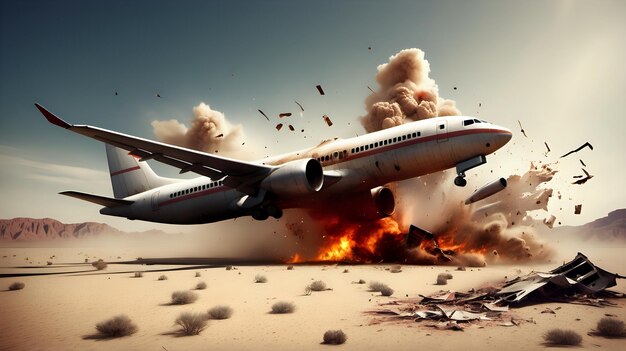 Photo a plane crashing