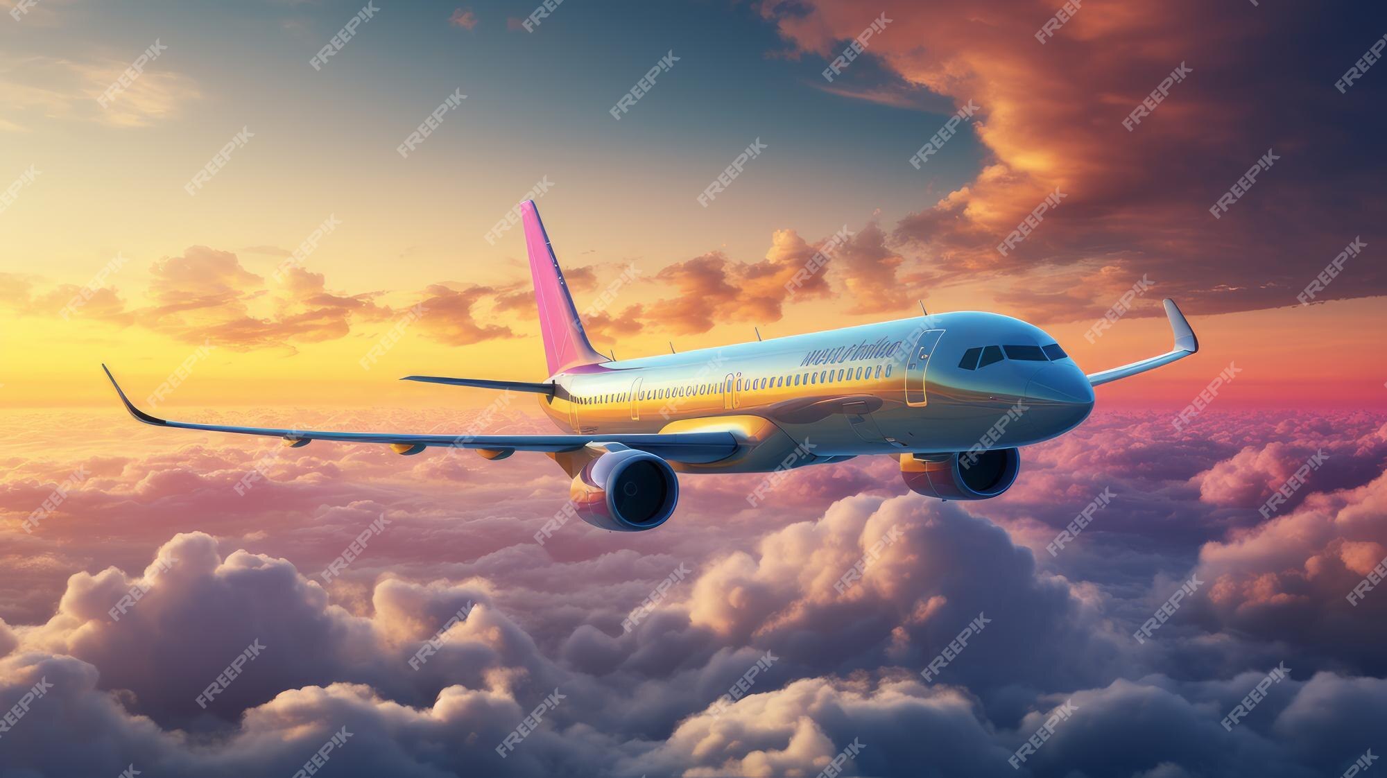 Premium Photo | Plane flies in the sky