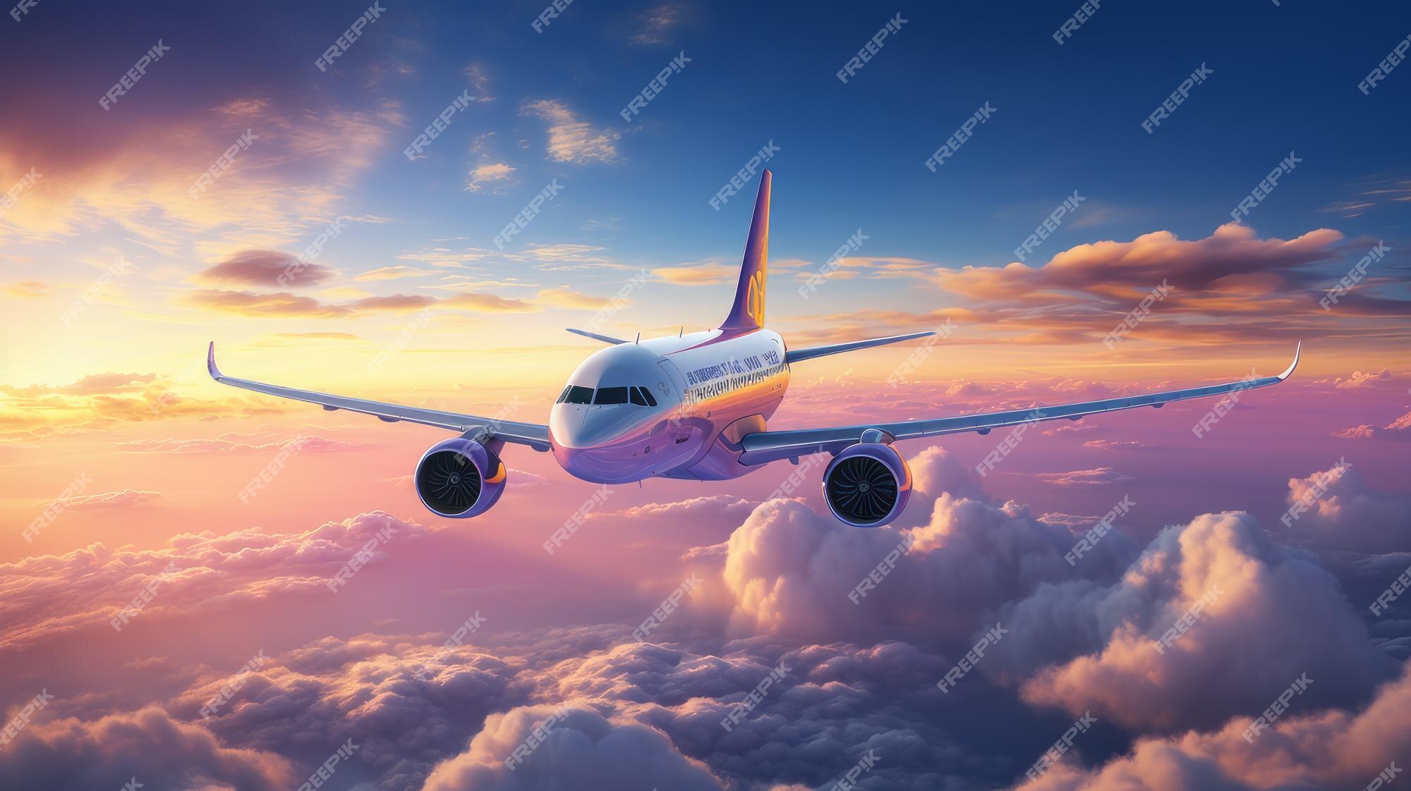 Premium Photo | Plane flies in the sky