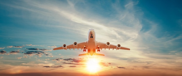 Plane floating in the sky Preparing to land on the station