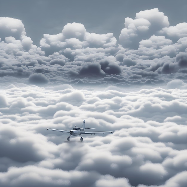 雲の上を飛ぶ飛行機