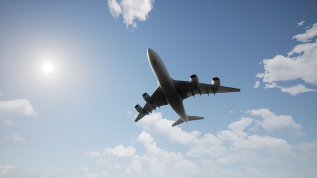 Foto un aereo che vola nel cielo