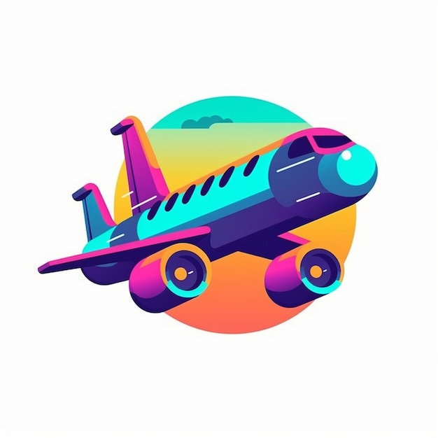 비행기 아이콘 스타일 선명한 색상
