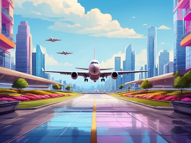 Plane illustration travel concept