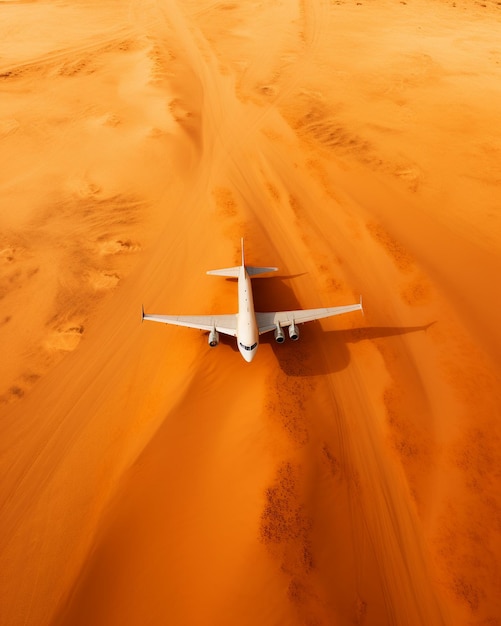 a plane is flying over a desert with the words air force on the side.