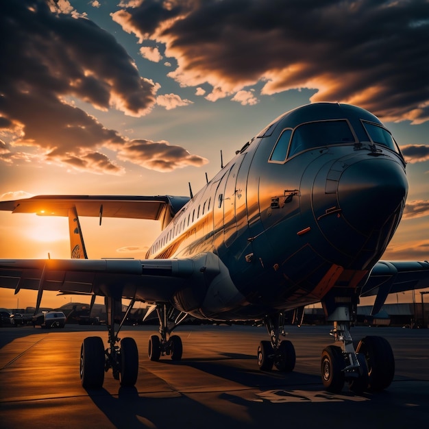 A plane is on the runway at sunset with the letters qantas on the side.