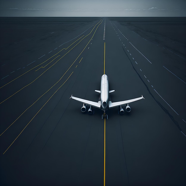 A plane is on the runway with the runway in the background.