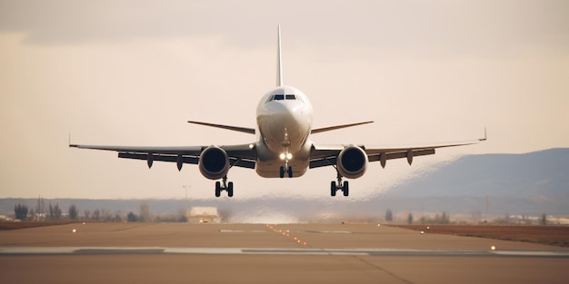 A plane is taking off from a runway.