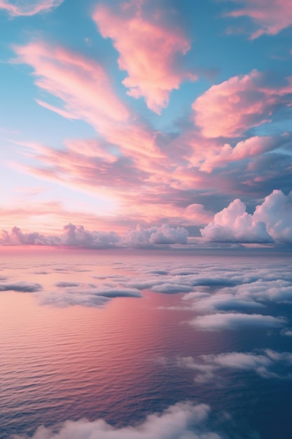 Photo plane over ocean at sunset