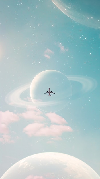 Photo plane and planet collage