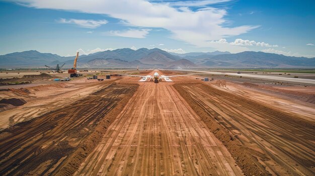 Photo plane on runway under contruction