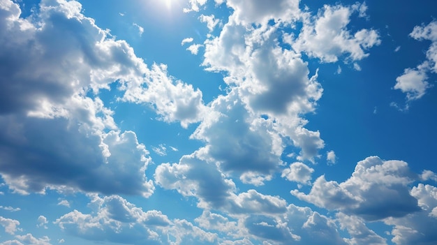 Plane Soaring Through Blue Cloudy Sky