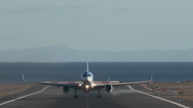 Plane takeoff from the island