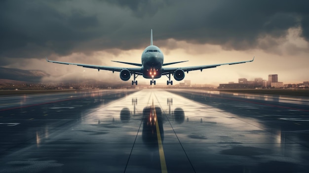 A plane taking off from an airport