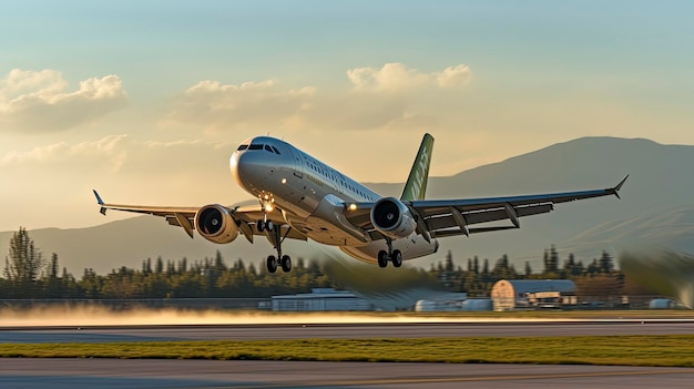 A plane taking off from the airport