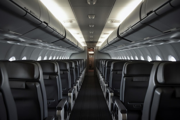 A plane with a blue interior light