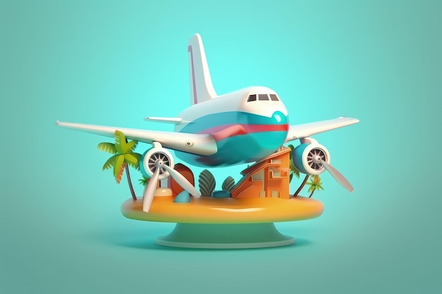 A plane with a palm tree on it