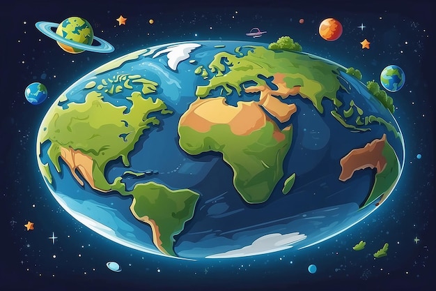 Planeet aarde in cartoon stijl