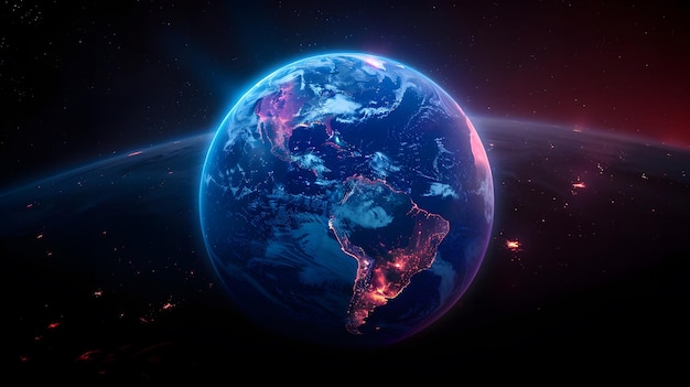 planeet aarde met flares achtergrond
