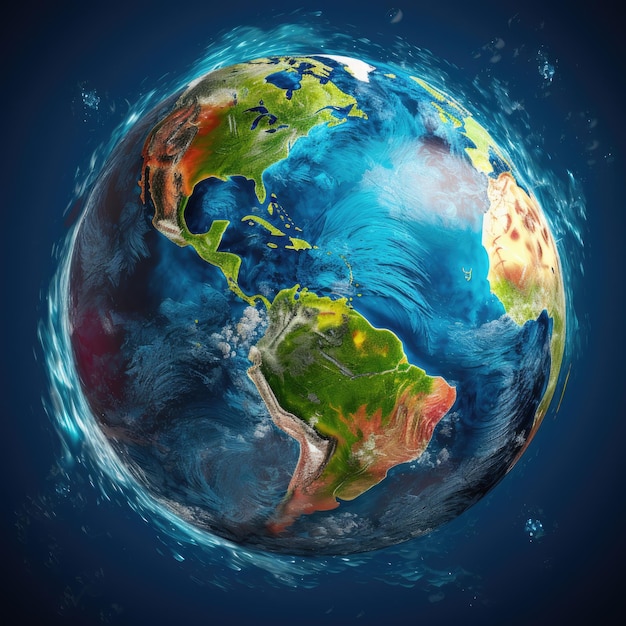 Planeet aarde met zijn overvloedige waterbronnen