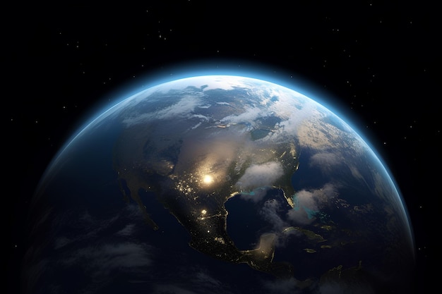 Planeet aarde vanuit de ruimte realistische banner achtergrond ai gegenereerd