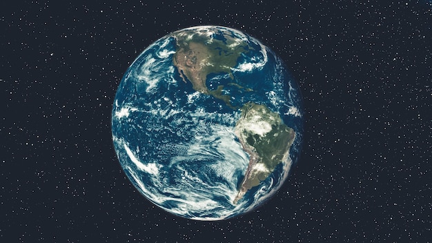 Planeet aarde wereldbol uitzicht vanuit ruimtevlucht met realistisch aardoppervlak vanuit de ruimte