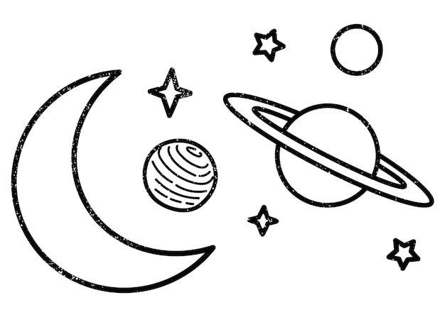 Planeet doodle png sticker sterrenstelsel doorzichtige achtergrond