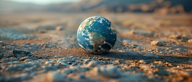 Foto planeet geconfronteerd met watertekort als gevolg van opwarming van de aarde en woestijnvorming concept globale opwarming watertekort woestijnvorming milieukrisis duurzame oplossingen