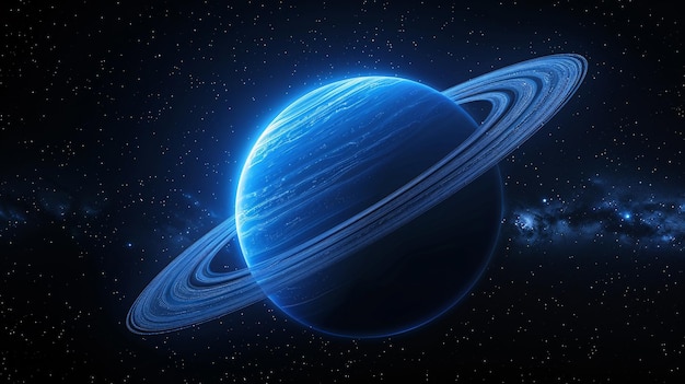 planeet met een blauwe planeet op de rugPlaneten op blauwe achtergrond buitenaardse ruimte sterrenstelsel science fiction