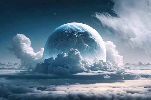 Planet in the clouds AI generated