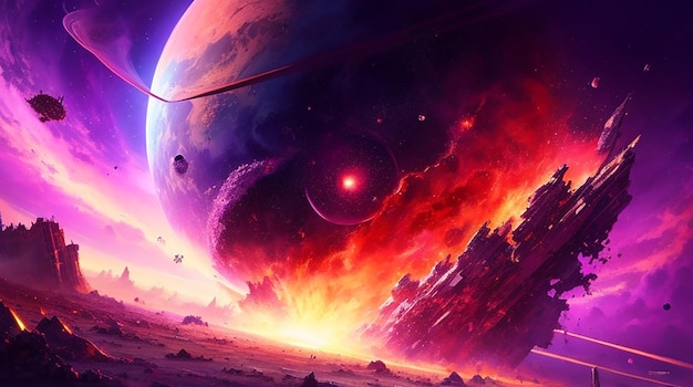 Planet Destruction Painting Illustration Art Background Image